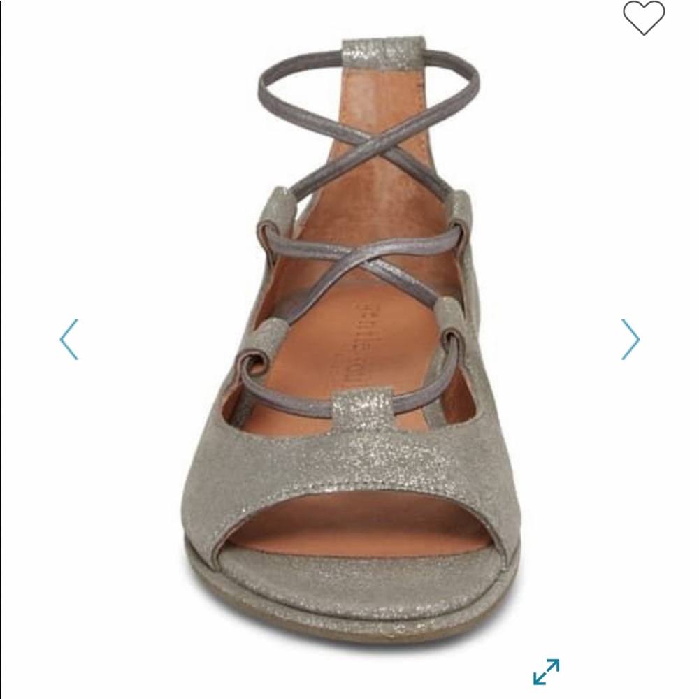 GENTLE SOULS NEW LARK SILVER LEATHER SANDALS SZ 6